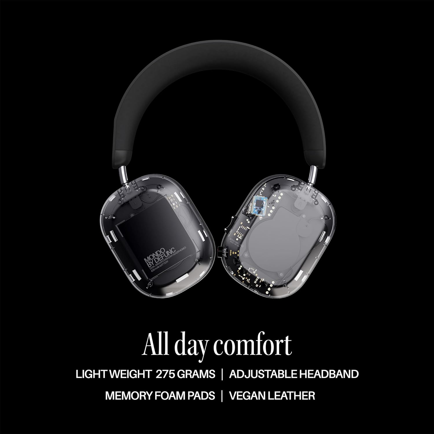 Defunc Mondo by Over-Ear kabellose Kopfhörer mit optionalem Kabel, 45 Stunden aktive Spielzeit, Bluetooth, Dual-ENC-Mikrofone und Treiber