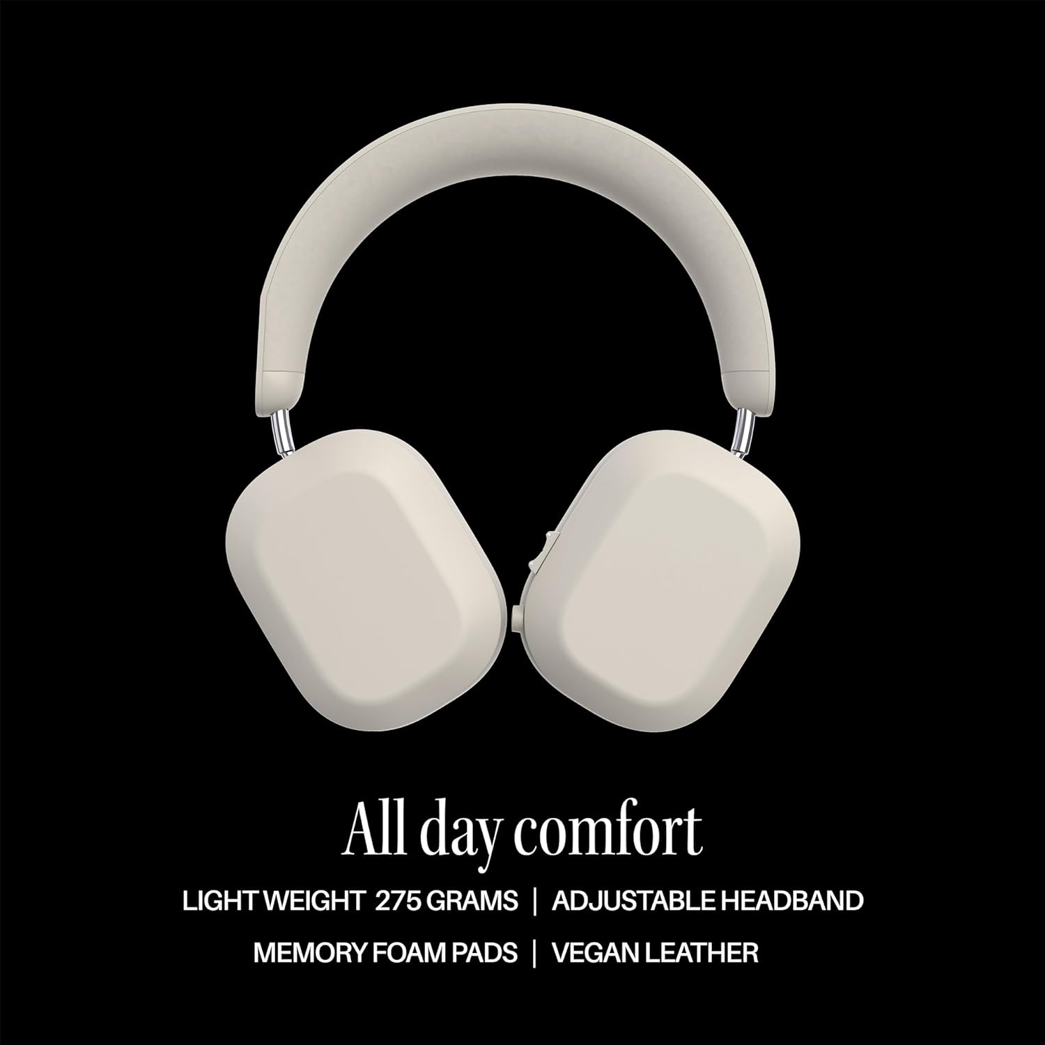 Mondo Over-Ears Wireless Headphones with Optional Cable, 45H of Active Play Time, Bluetooth, Dual ENC Microphones and Drivers, Greige
