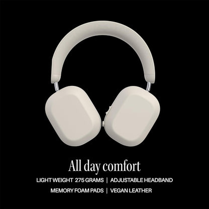Mondo Over-Ears Wireless Headphones with Optional Cable, 45H of Active Play Time, Bluetooth, Dual ENC Microphones and Drivers, Greige