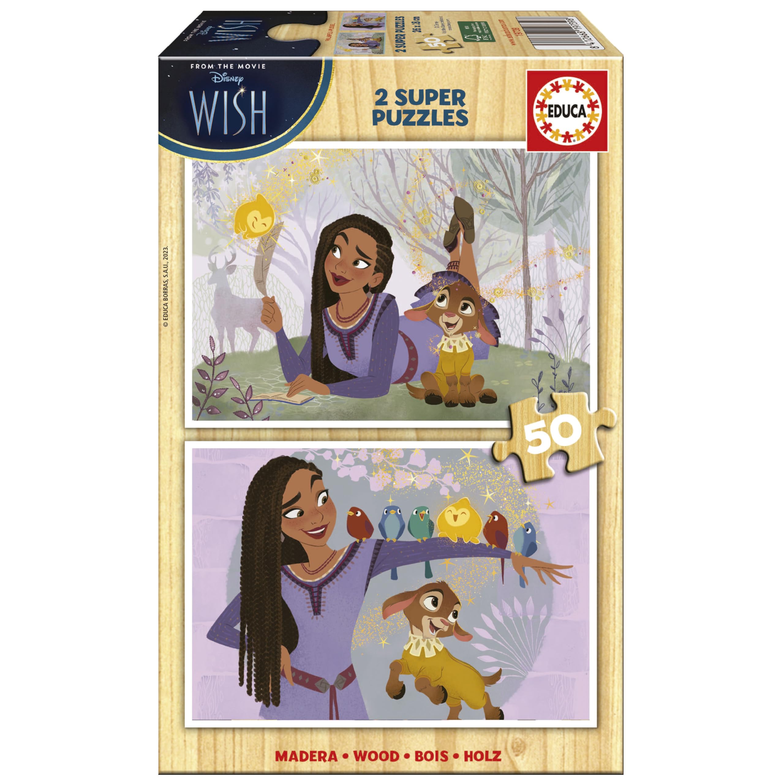 Educa - Set met 2 houten puzzels met elk 50 stukjes en afbeeldingen van wensen. Afmetingen: 28 x 20 cm. Aanbevolen 5 jaar (19739)