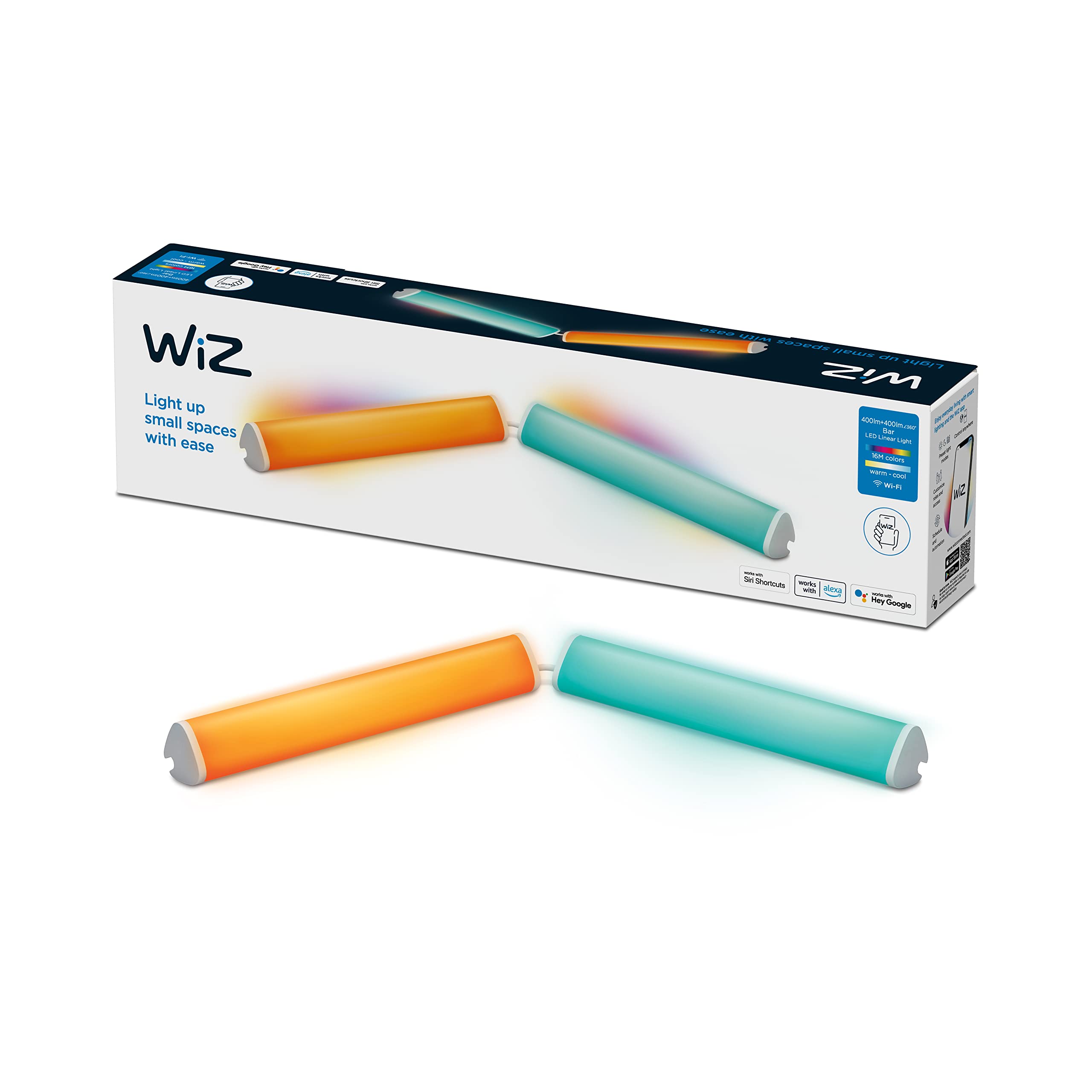 WiZ Light Bar Tunable White and Colour Dimmable Table Lamp 16 Million Colours Smart Control via App/Voice via WiFi Twin Pack