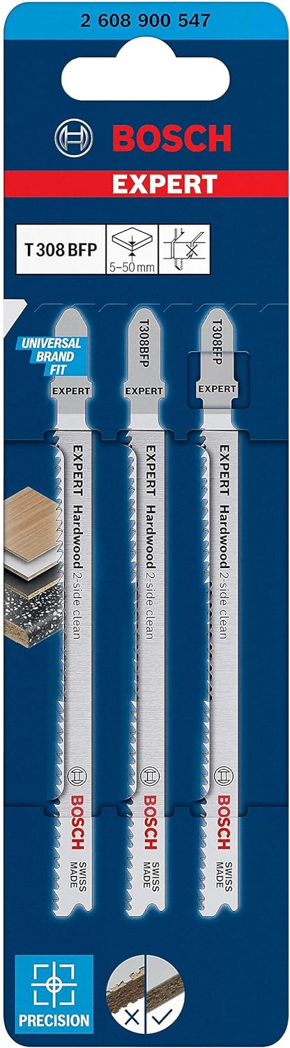 Bosch Accessories 2608900543 Expert Hardwood 2-Side Clean T 308 Bf Decoupeerzaagblad, 3 Stuks 3 Stuk(S) - [Dutch Import]