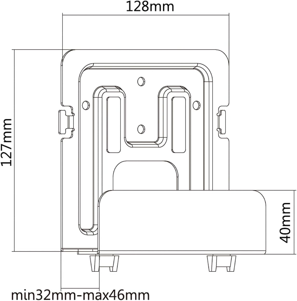 AISENS - MPC02-155 - Universal Wall Mount for Mini Pc, Router, Black
