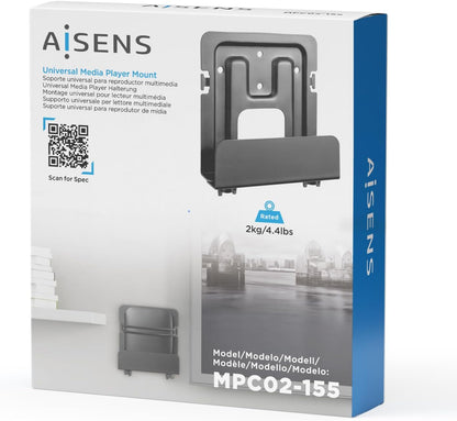 AISENS - MPC02-155 - Universal Wall Mount for Mini Pc, Router, Black