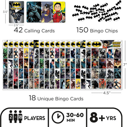 AQUARIUS DC Comics: Batman Family Bingo Game - Fun Family Party Game for Kids, Teens & Adults - Entertaining Game Night Gift - Officially Licensed Merchandise