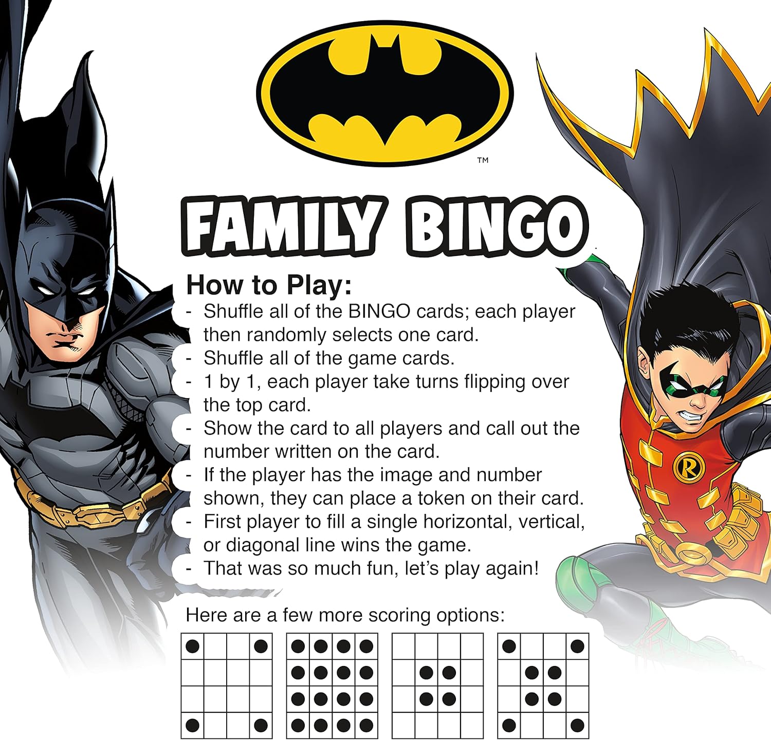 AQUARIUS DC Comics: Batman Family Bingo Game - Fun Family Party Game for Kids, Teens & Adults - Entertaining Game Night Gift - Officially Licensed Merchandise