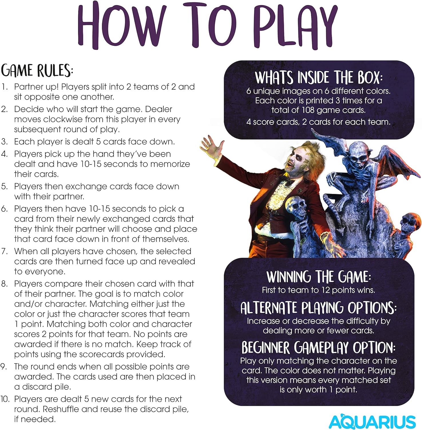 AQUARIUS - Beetlejuice Memory Master Card Game