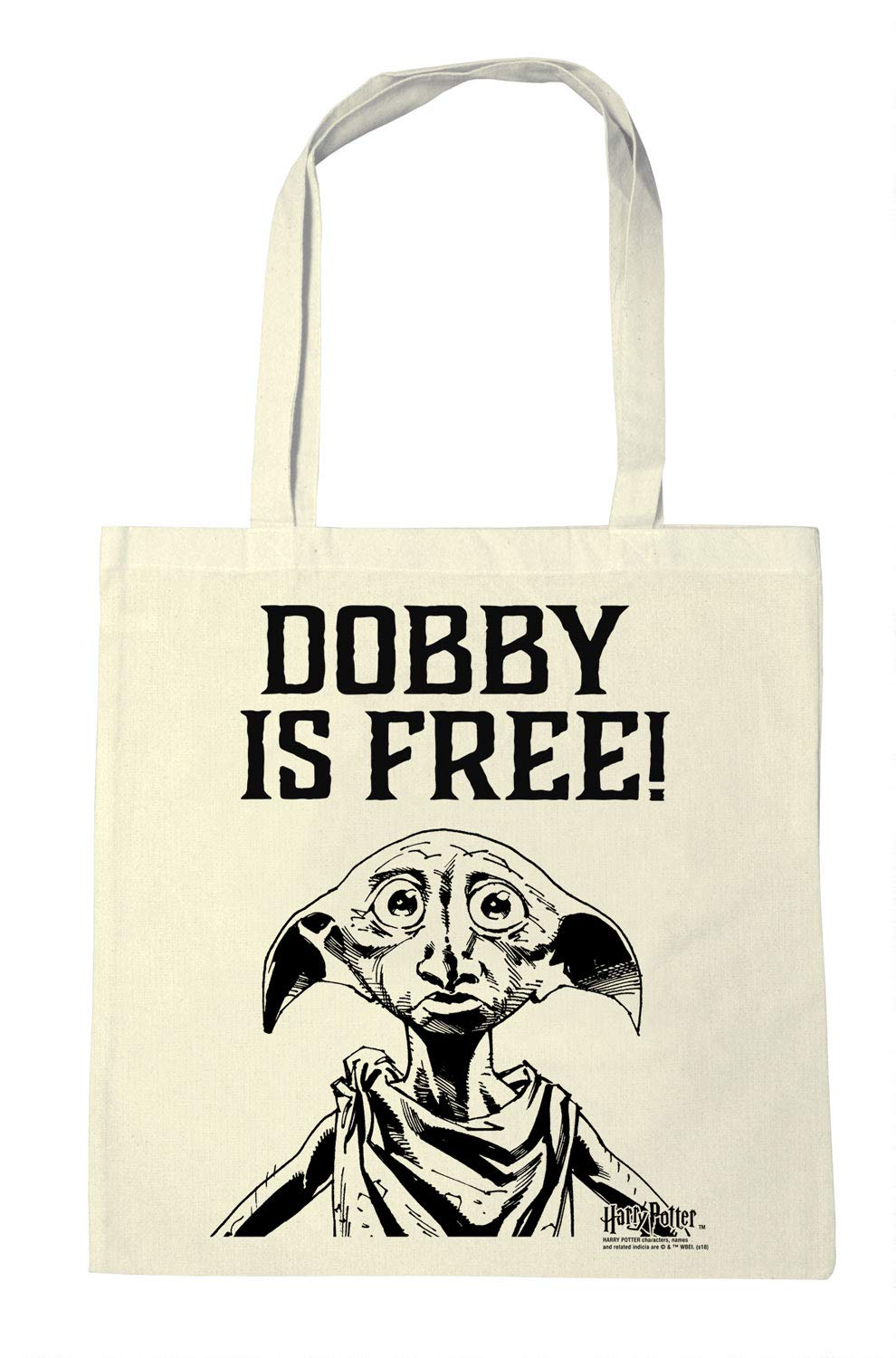 LOGOSHIRT - Harry Potter - Dobby is Free - Shopping Bag Eco - Resuable Shopper Bag - Original Licensed Design
