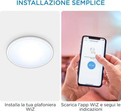 WiZ Plafondlamp SuperSlim - Warm- tot Koelwit Licht - Slimme LED Verlichting - Dimbaar - Geintegreerd LED - 14 W