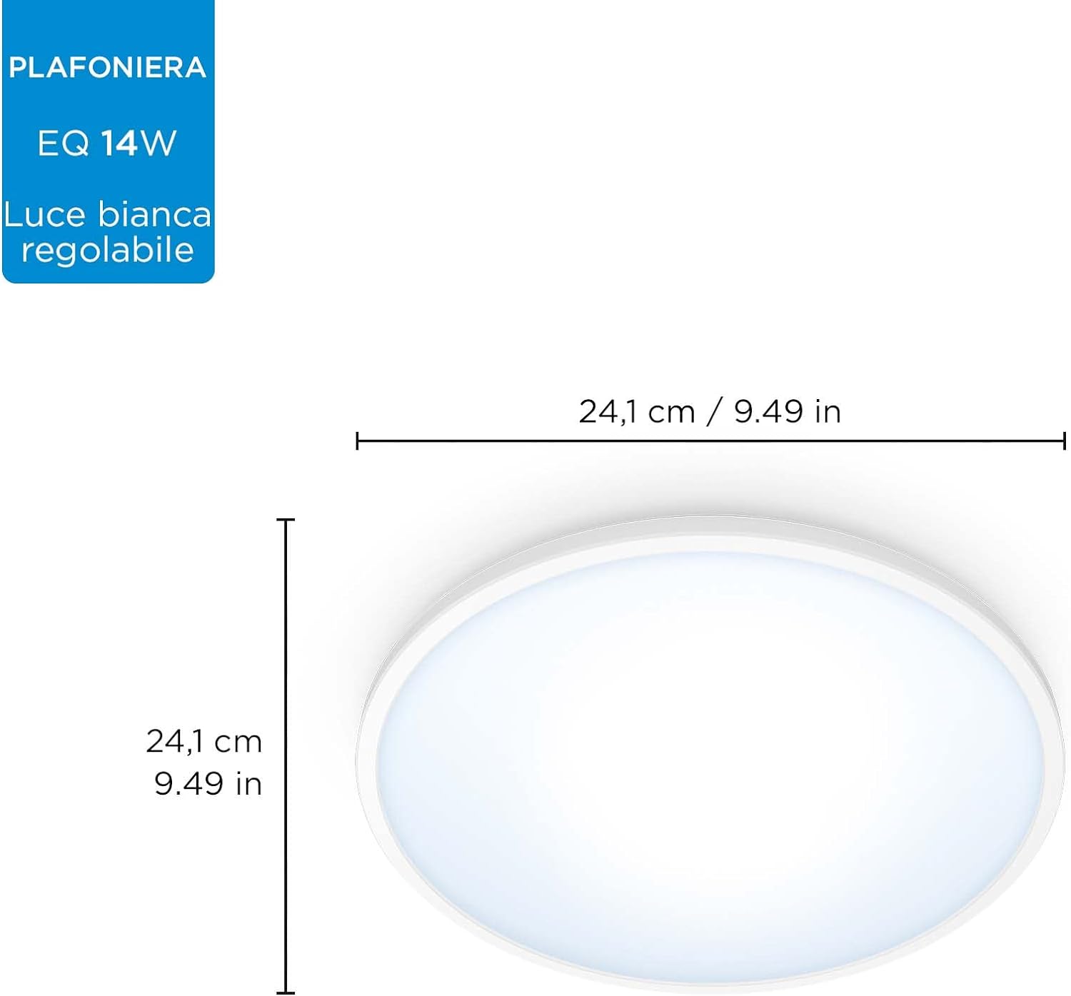 WiZ Plafondlamp SuperSlim - Warm- tot Koelwit Licht - Slimme LED Verlichting - Dimbaar - Geintegreerd LED - 14 W
