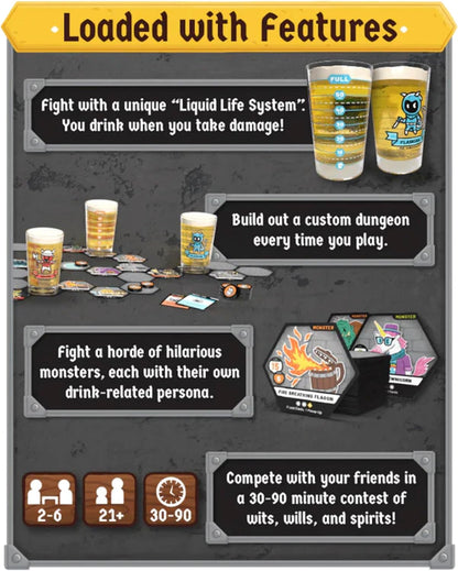HEROES OF BARCADIA: Juego de mesa de exploración de mazmorras para beber | Sistema de daño de batalla de vida líquida | 2-6 jugadores | 18 años en adelante