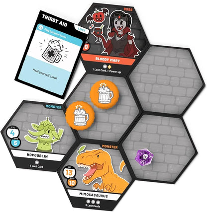 HEROES OF BARCADIA: Juego de mesa de exploración de mazmorras para beber | Sistema de daño de batalla de vida líquida | 2-6 jugadores | 18 años en adelante