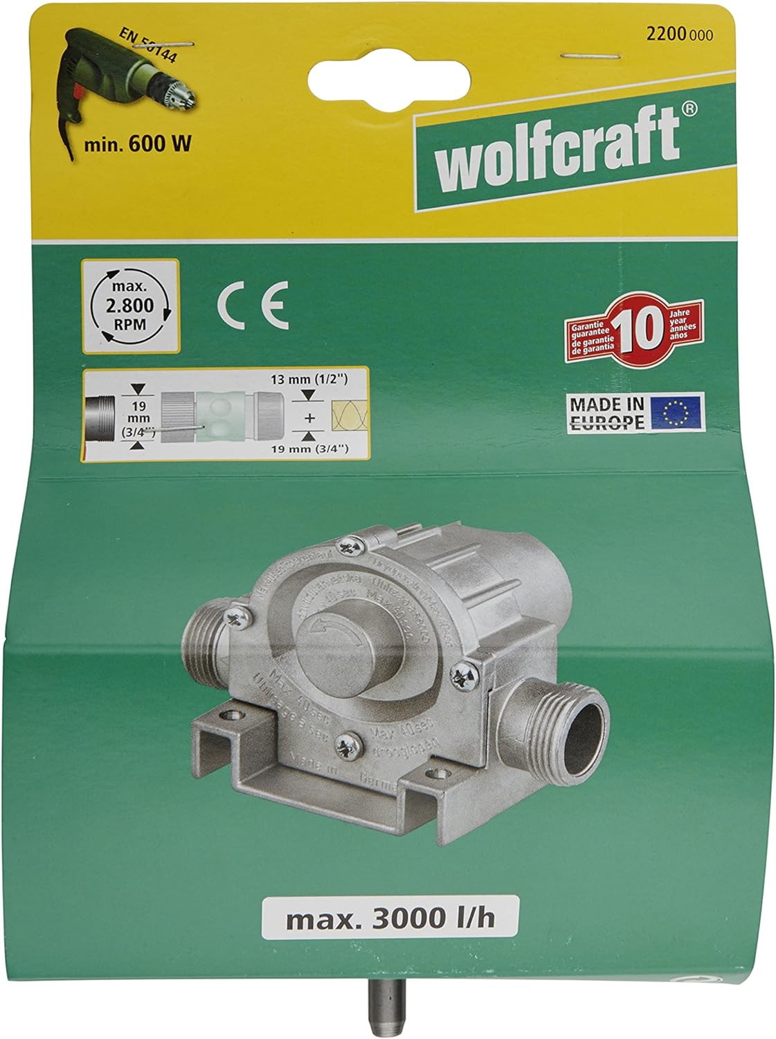 Water Pump Wolfcraft 2200000 Drill