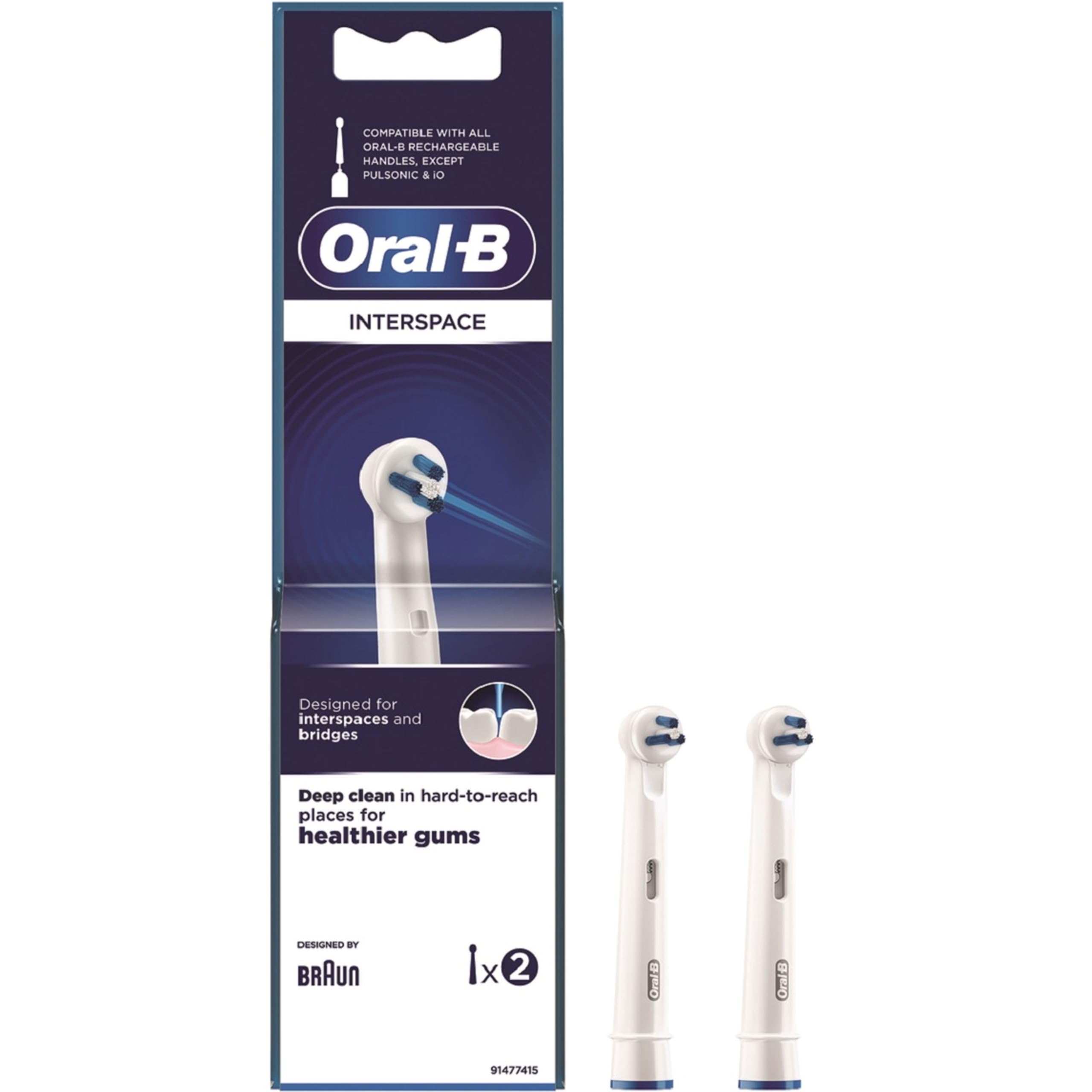 Oral-B Interspace Brush Heads - 2 Heads Blue 2 Count (Pack of 1)