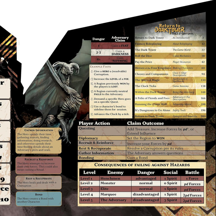 Return to Dark Tower: RPG Adversary GM Screen - Roleplaying Game Accessory, Full-Color 3 Panel Screen