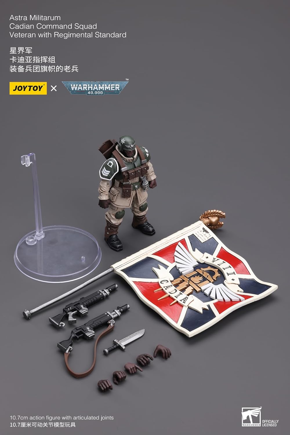 Joy Toy (CN) Warhammer 40K - Astra Militarum Cadian Command Squad Veterano con Regimental Standard