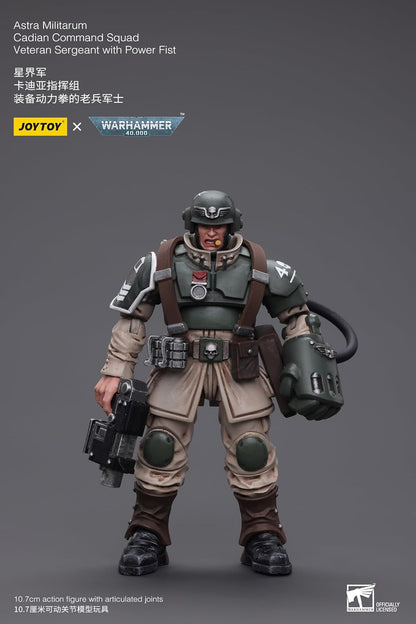 JoyToy Warhammer 40K: Astra Militarum Cadian Command Squad Veteran Sergeant with Power Fist 1:18 Scale Figure