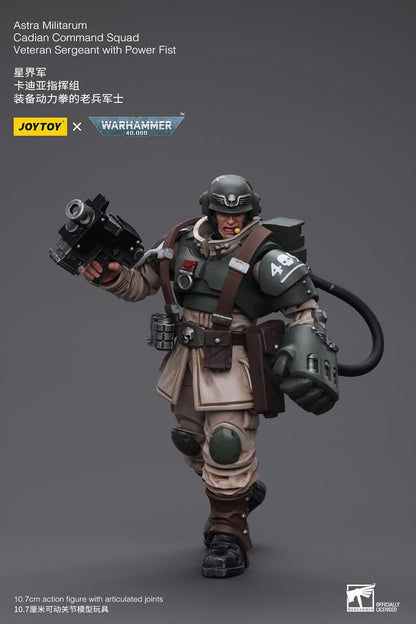JoyToy Warhammer 40K: Astra Militarum Cadian Command Squad Veteran Sergeant with Power Fist 1:18 Scale Figure