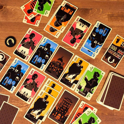 District Noir Card Game | Crime Themed Bluffing and Set Collection Strategy Game | Fun Family Game for Kids and Adults | Ages 10+ | 2 Players | Avg. Playtime 10-20 Minutes | Made by Pandasaurus Games