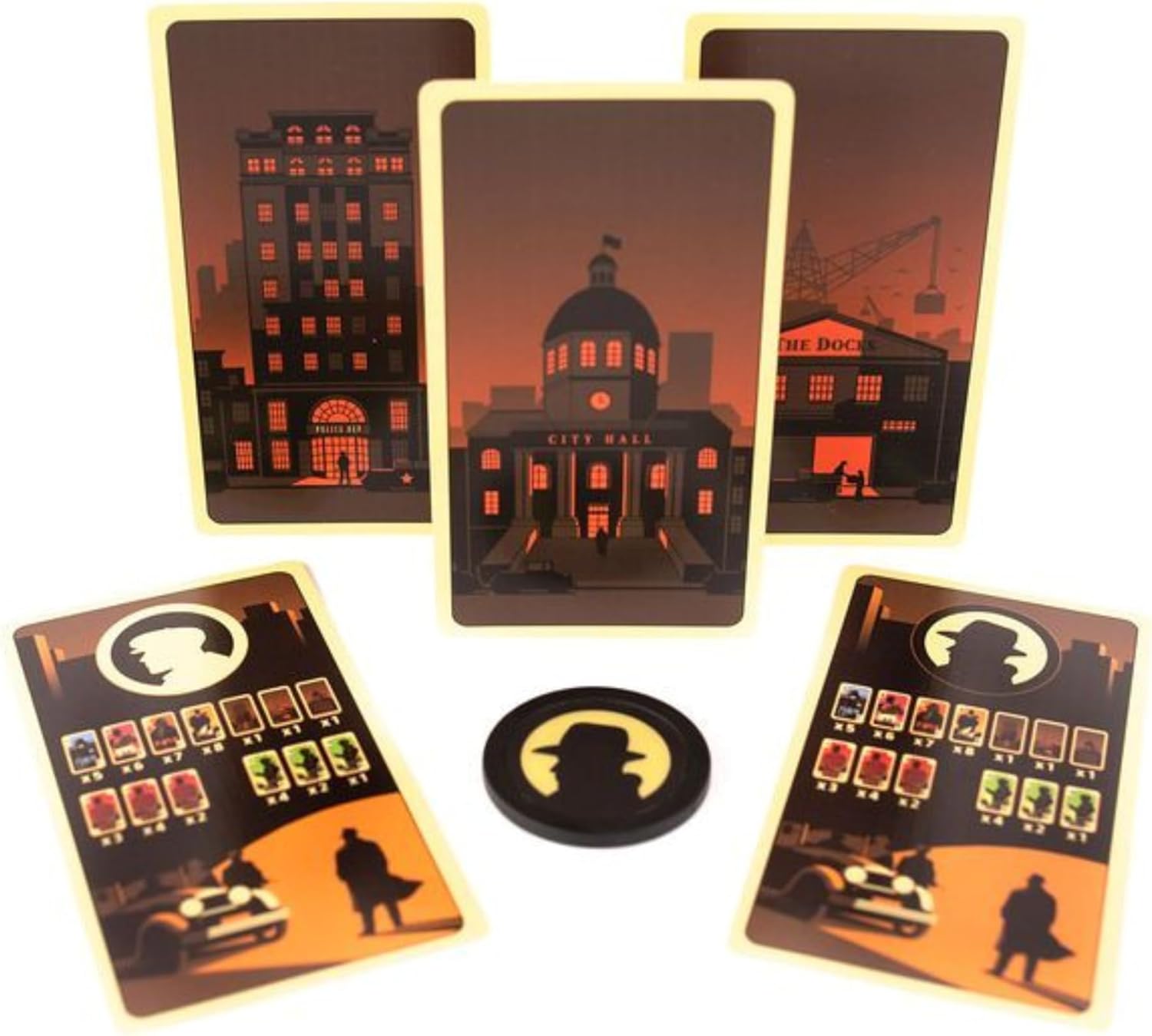 District Noir Card Game | Crime Themed Bluffing and Set Collection Strategy Game | Fun Family Game for Kids and Adults | Ages 10+ | 2 Players | Avg. Playtime 10-20 Minutes | Made by Pandasaurus Games