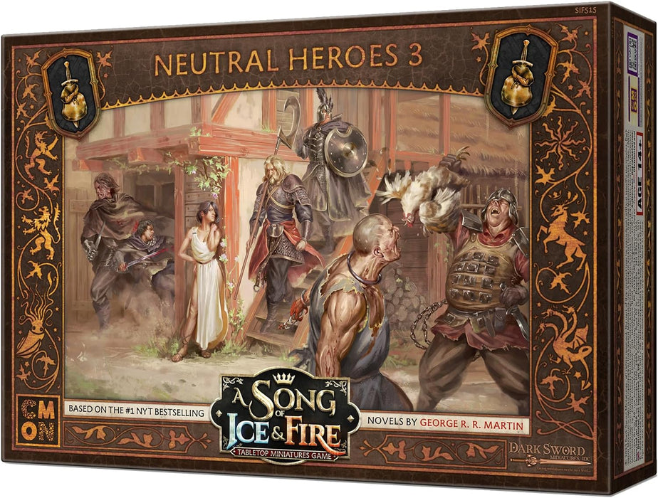A Song of Ice and Fire Tabletop Miniatures Neutral Heroes III Box Set - Expansive Attachments and Commanders, Strategy Game for Adults, Ages 14+, 2+ Players, 45-60 Minute Playtime, Made by CMON