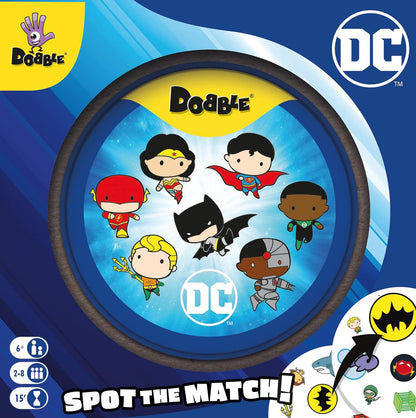 Asmodee | Dobble DC Justice League -  | Card Game | Ages 6+ | 2-8 Players | 15 Minutes Playing Time