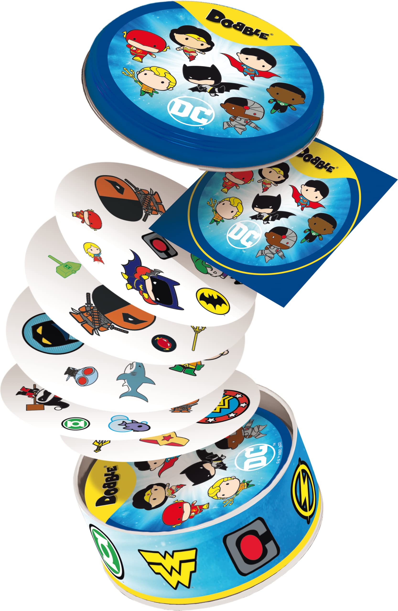 Asmodee | Dobble DC Justice League -  | Card Game | Ages 6+ | 2-8 Players | 15 Minutes Playing Time
