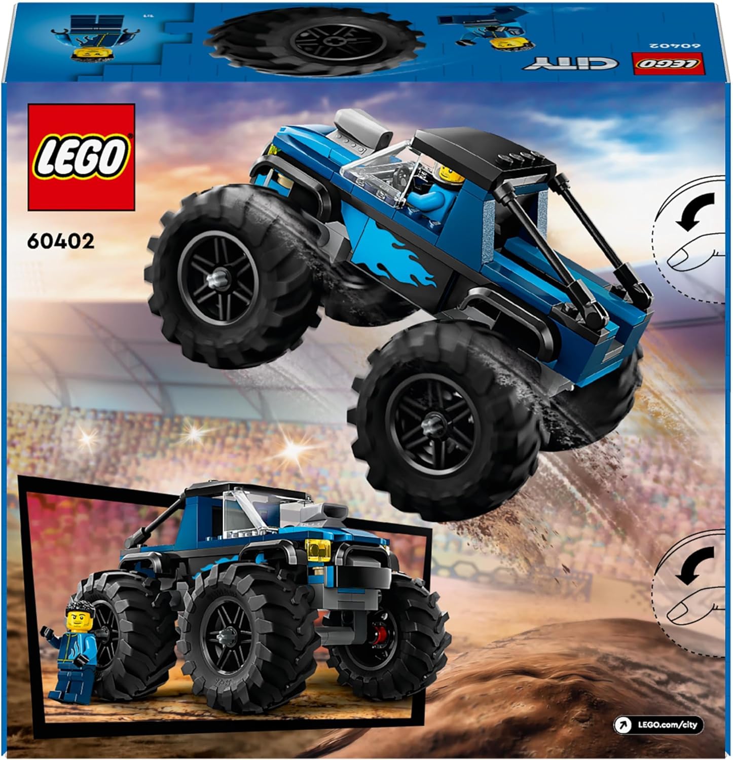 LEGO City Blue Monster Truck Toy for 5 Plus Year Old Boys & Girls, Vehicle Set with a Driver Minifigure, Creative Race Car Toys for Kids, Birthday Gift Idea 60402
