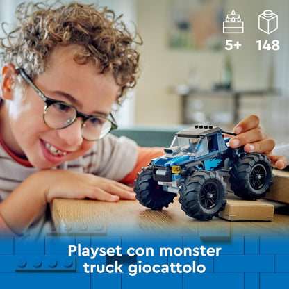 LEGO City Blue Monster Truck Toy for 5 Plus Year Old Boys & Girls, Vehicle Set with a Driver Minifigure, Creative Race Car Toys for Kids, Birthday Gift Idea 60402