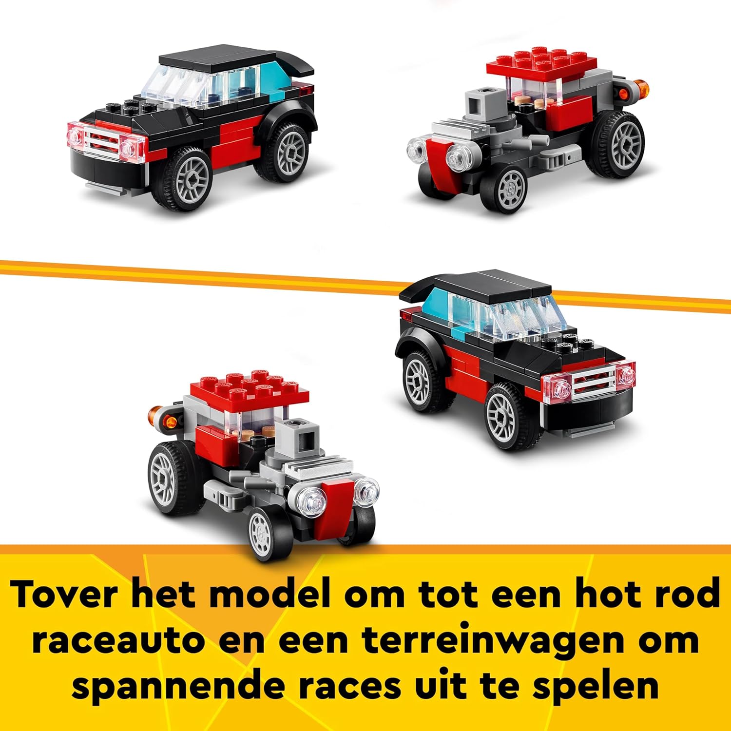 LEGO Creator 3in1 Flatbed Truck with Helicopter Toy to Propeller Plane and Fuel Lorry to Hot Rod and SUV Car Toys for 7 Plus Year Old Boys, Girls and Kids who Love Cool Vehicles, Gift Idea 31146