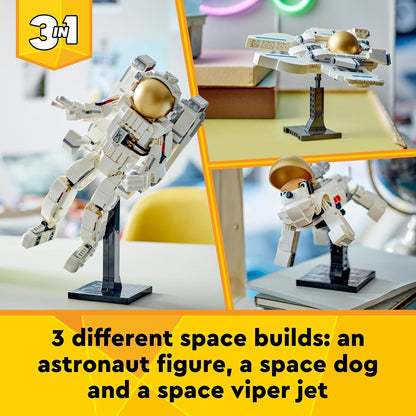 LEGO Creator 3in1 Space Astronaut Toy to Dog Figure to Viper Jet Model Kit, Educational Set for Boys, Girls & Kids Aged 9 Plus and Teenagers Kids' Bedroom Accessories, Space-Themed Gift Idea 31152 Toy