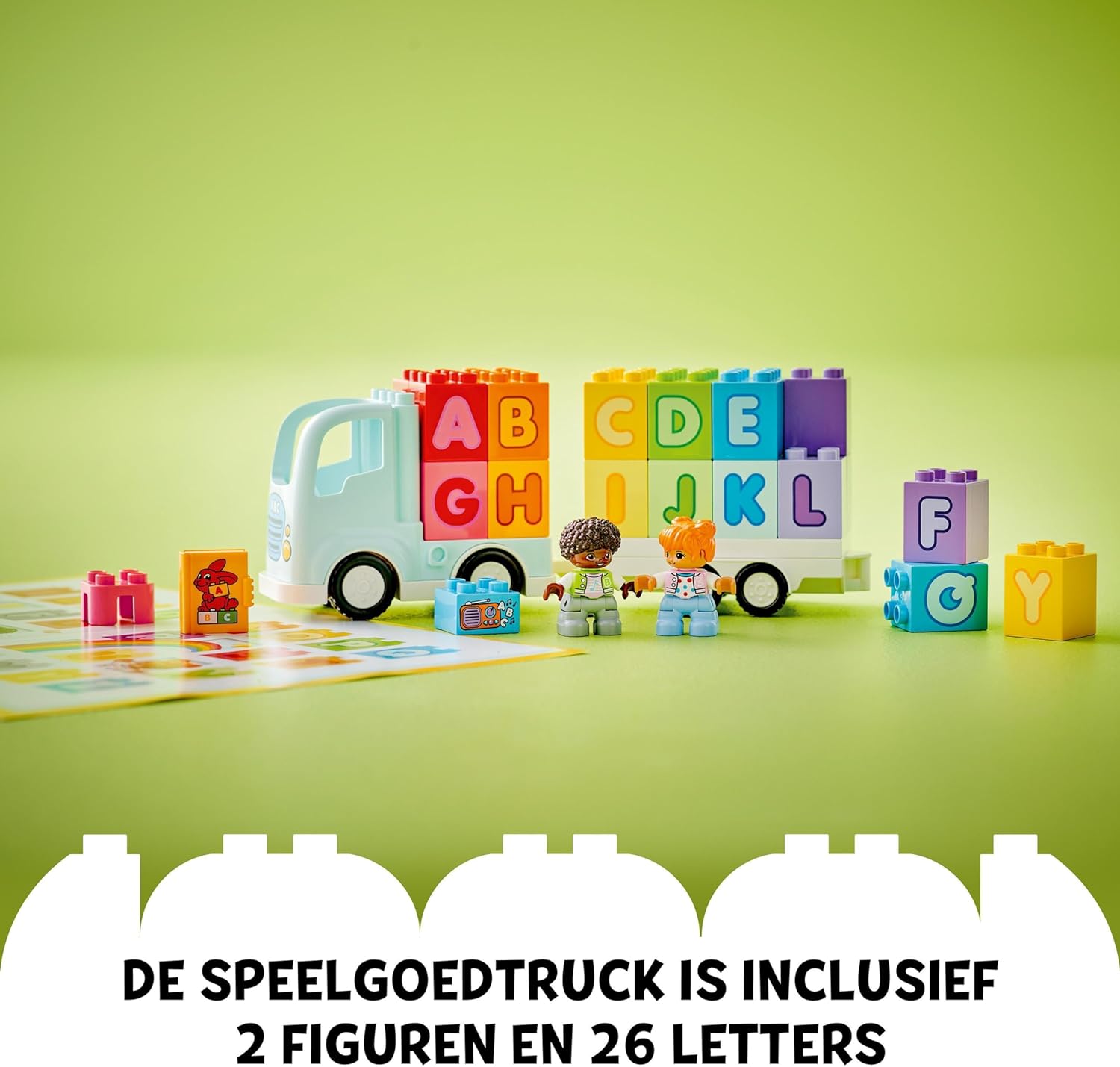 LEGO DUPLO Town Alphabet Truck Toy for Toddlers, Boys & Girls Aged 2 Plus, ABC Learning Vehicle Construction Toys Set with a Trailer Carrying Alphabet Bricks and Boy and Girl Figures 10421