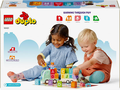 LEGO DUPLO Town Alphabet Truck Toy for Toddlers, Boys & Girls Aged 2 Plus, ABC Learning Vehicle Construction Toys Set with a Trailer Carrying Alphabet Bricks and Boy and Girl Figures 10421