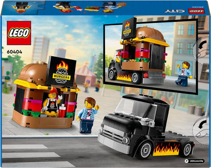 LEGO City Burger Van, Food Truck Toy for 5 Plus Year Old Boys & Girls, Vehicle Building Toys, Kitchen Playset with Vendor Minifigure and Accessories, Imaginative Play Gifts for kids 60404
