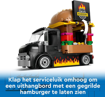 LEGO City Burger Van, Food Truck Toy for 5 Plus Year Old Boys & Girls, Vehicle Building Toys, Kitchen Playset with Vendor Minifigure and Accessories, Imaginative Play Gifts for kids 60404