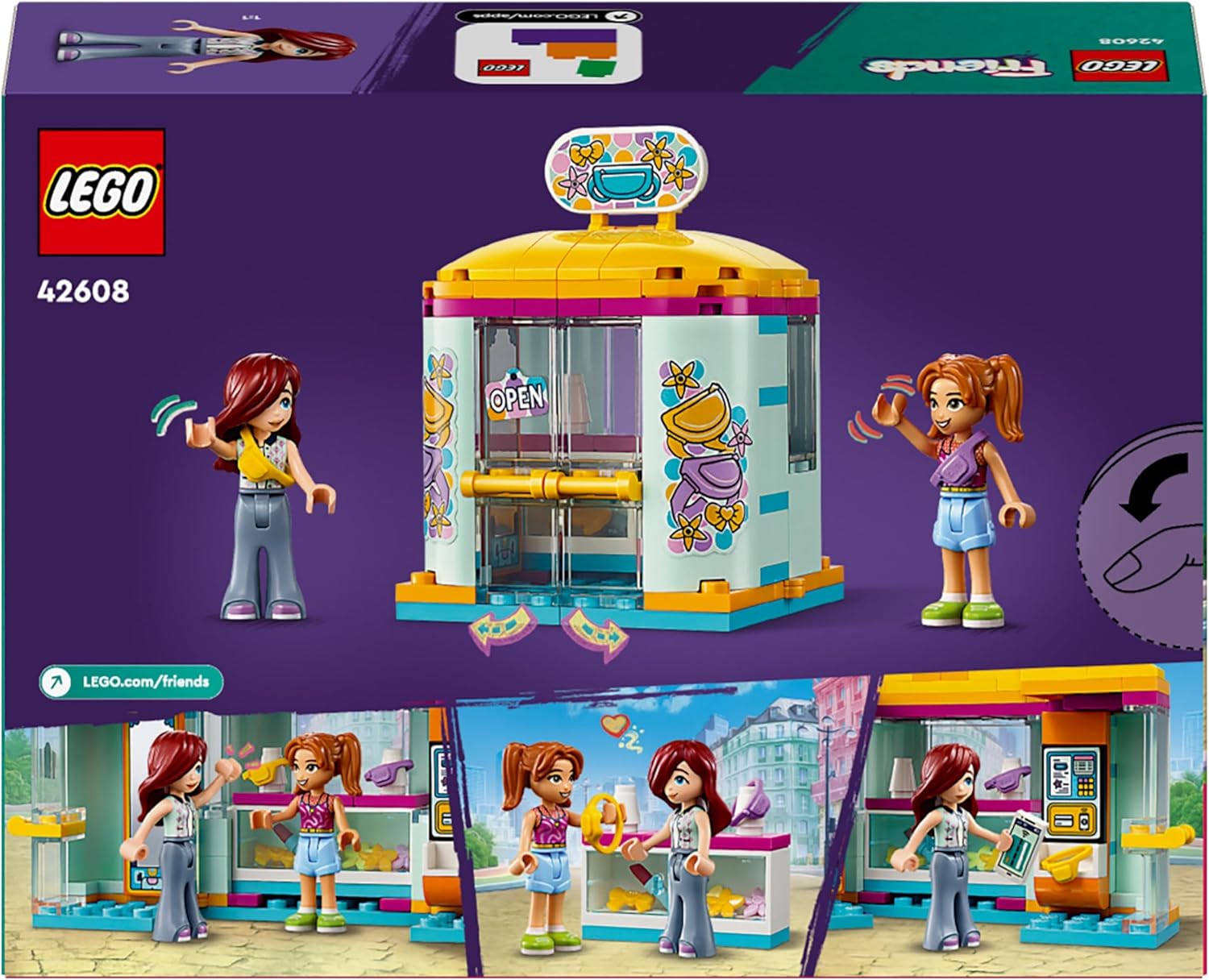 LEGO Friends Tiny Accessories Shop, Building Toy for 6 Plus Year Old Girls, Boys & Kids, Mini-Dolls Playset with Characters Paisley and Candi, Small Birthday Gift Idea 42608