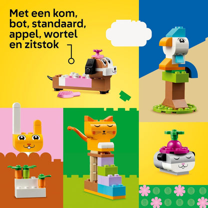 LEGO Classic Kreative Tiere, Box mit bunten Steinen, Baue Spielzeug-Tierfiguren aus Bausteinen wie Hund, Katze, Hase, Hamster und Vogel, Konstruktionsspielzeug für Jungs und Mädchen ab 5 Jahren 11034