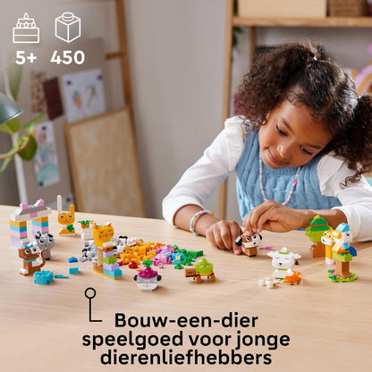 LEGO Classic Kreative Tiere, Box mit bunten Steinen, Baue Spielzeug-Tierfiguren aus Bausteinen wie Hund, Katze, Hase, Hamster und Vogel, Konstruktionsspielzeug für Jungs und Mädchen ab 5 Jahren 11034