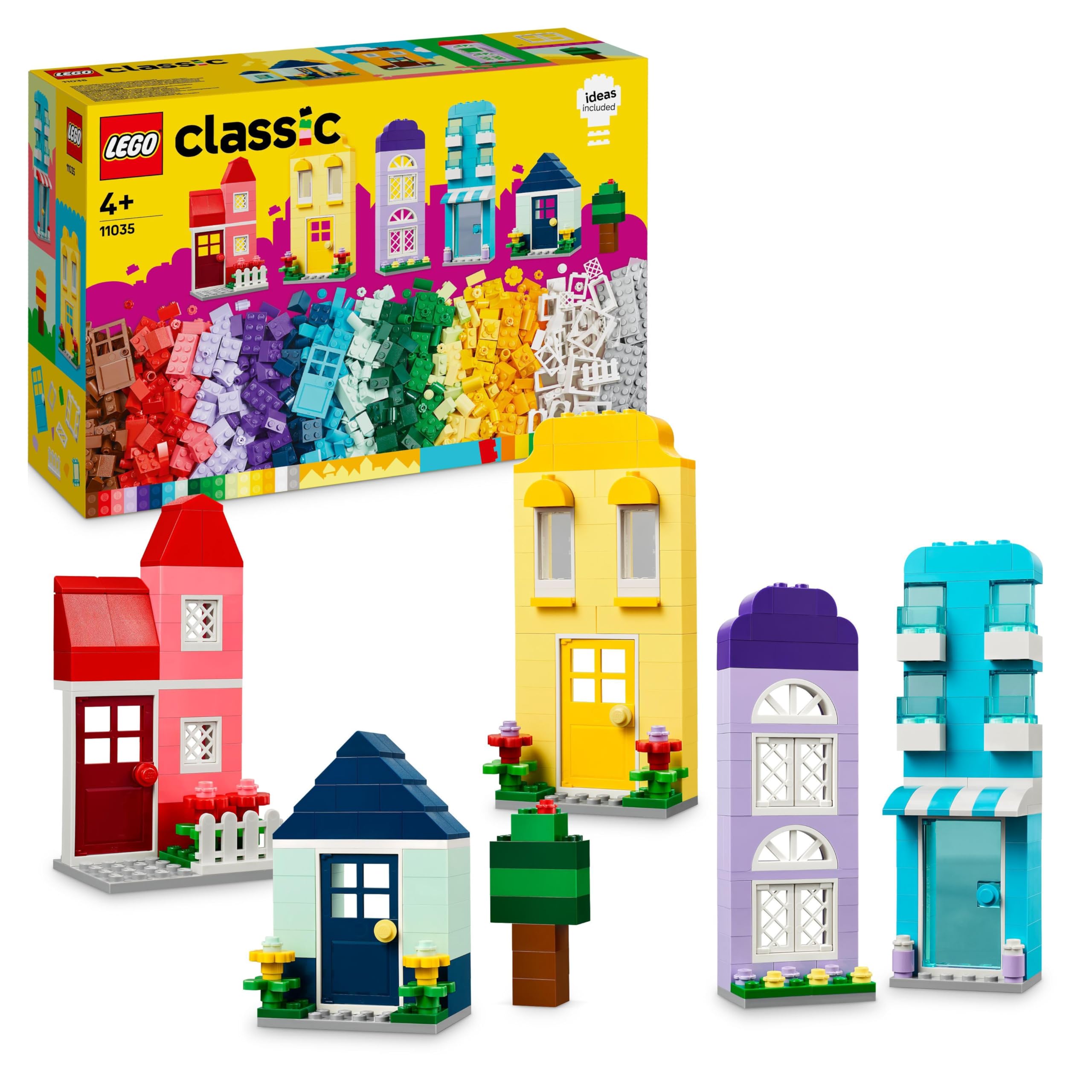 LEGO Classic Creative Houses, Bricks Building Toys Set for Kids, Boys & Girls Aged 4 Plus & 11023 Classic Green Baseplate, Square 32x32 Stud Building Grass Base
