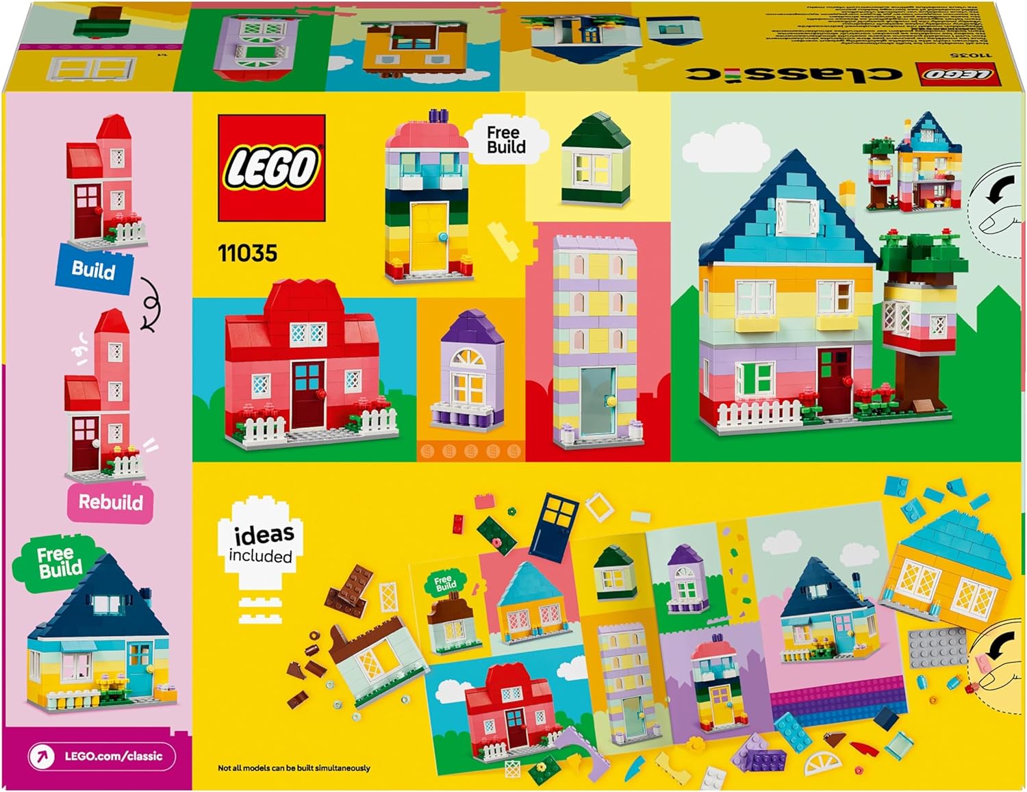 LEGO Classic Creative Houses, Bricks Building Toys Set for Kids, Boys & Girls Aged 4 Plus & 11023 Classic Green Baseplate, Square 32x32 Stud Building Grass Base
