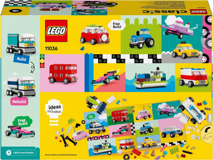 LEGO Classic Creative Vehicles, Colourful Model Cars Kit featuring a Police Car Toy & 11023 Classic Green Baseplate, Square 32x32 Stud Building Grass Base, Build and Display Board Set