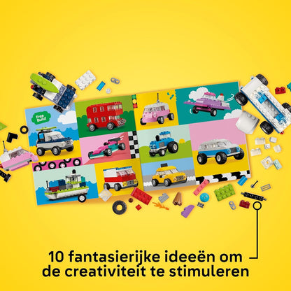 LEGO Classic Creative Vehicles, Colourful Model Cars Kit featuring a Police Car Toy & 11023 Classic Green Baseplate, Square 32x32 Stud Building Grass Base, Build and Display Board Set