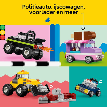 LEGO Classic Creative Vehicles, Colourful Model Cars Kit featuring a Police Car Toy & 11023 Classic Green Baseplate, Square 32x32 Stud Building Grass Base, Build and Display Board Set