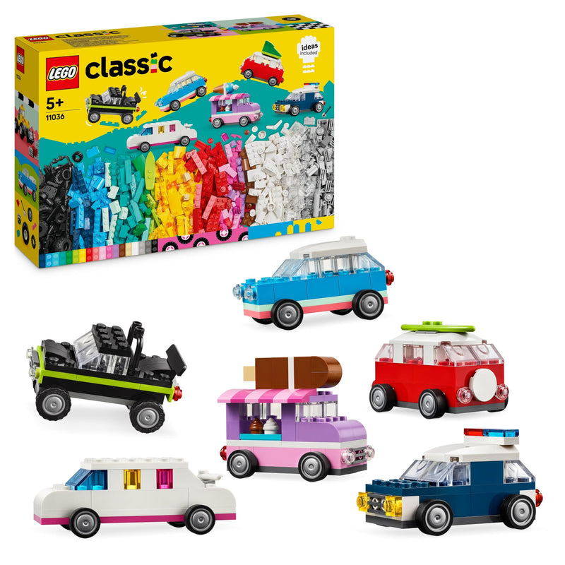 LEGO Classic Creative Vehicles, Colourful Model Cars Kit featuring a Police Car Toy & 11023 Classic Green Baseplate, Square 32x32 Stud Building Grass Base, Build and Display Board Set