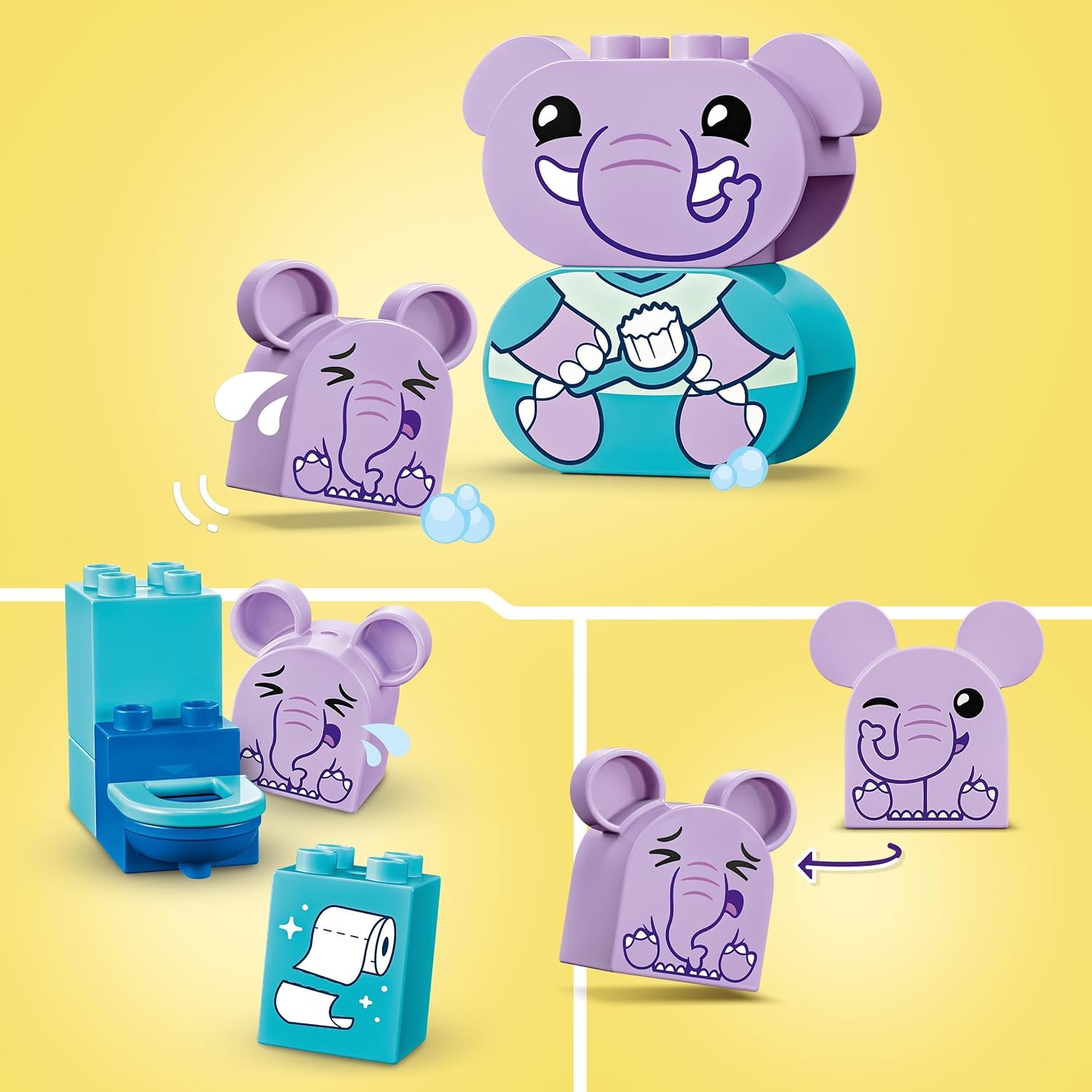 LEGO DUPLO My First Daily Routines: Bath Time Playset, Toddler Learning Toys for Girls & Boys 18 Months Plus, with 2 Elephant Toy Animal Figures, Helps Preschool Kids Role-Play Potty Training 10413