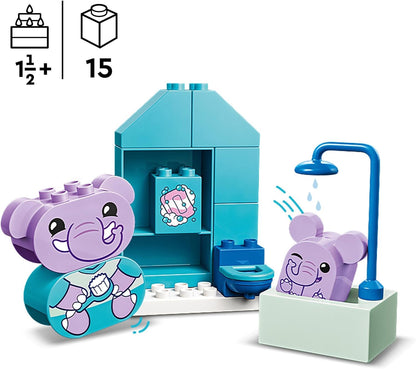 LEGO DUPLO My First Daily Routines: Bath Time Playset, Toddler Learning Toys for Girls & Boys 18 Months Plus, with 2 Elephant Toy Animal Figures, Helps Preschool Kids Role-Play Potty Training 10413