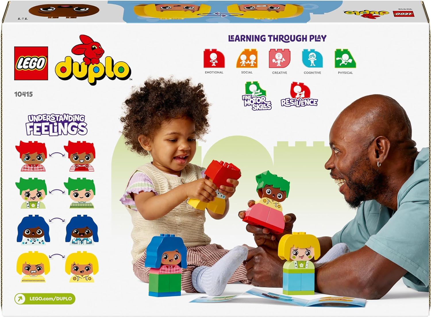 LEGO DUPLO My First Big Feelings & Emotions, Customisable Early Development Activity Learning Toys with 23 Coloured Building Bricks and 4 Characters for Toddlers & Kids Aged 18 Months Old Plus 10415
