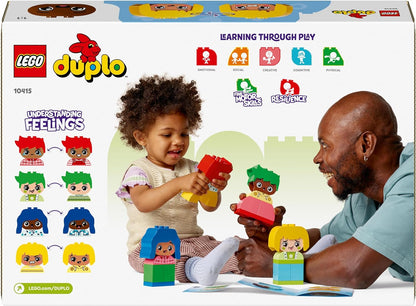 LEGO DUPLO My First Big Feelings & Emotions, Customisable Early Development Activity Learning Toys with 23 Coloured Building Bricks and 4 Characters for Toddlers & Kids Aged 18 Months Old Plus 10415