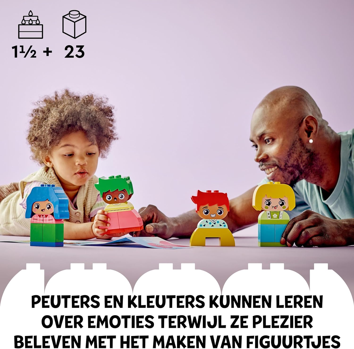 LEGO DUPLO My First Big Feelings & Emotions, Customisable Early Development Activity Learning Toys with 23 Coloured Building Bricks and 4 Characters for Toddlers & Kids Aged 18 Months Old Plus 10415