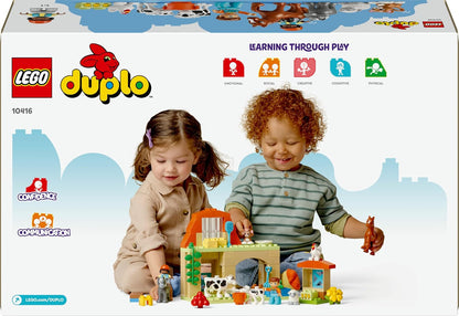 LEGO DUPLO Town Caring for Animals at the Farm Toys for Toddlers, Farmhouse & 10913 DUPLO Classic Brick Box Building Set with Storage, Toy Car, Number Bricks and More, Learning Toys